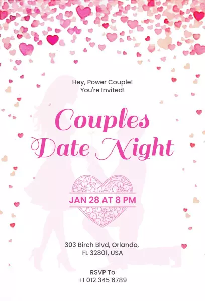 Romantic Couples Date Night Celebration Invitation Template