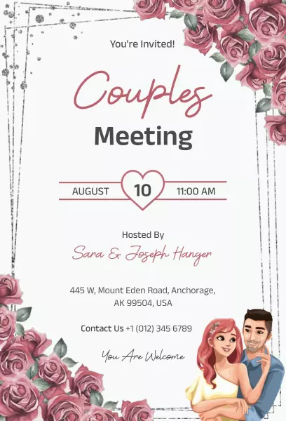 Romantic Couples Gathering Meeting Invitation Template