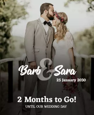 Romantic Elegant Wedding Countdown Announcement Poster Template