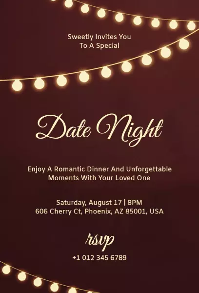 Romantic Evening Candlelight Date Night Invitation Template