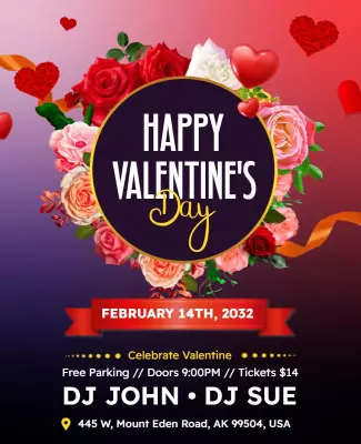 Romantic Floral Celebration for Valentine's Day Poster Template