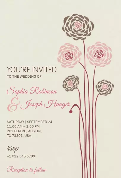Romantic Floral Elegance Wedding Ceremony Invitation Template