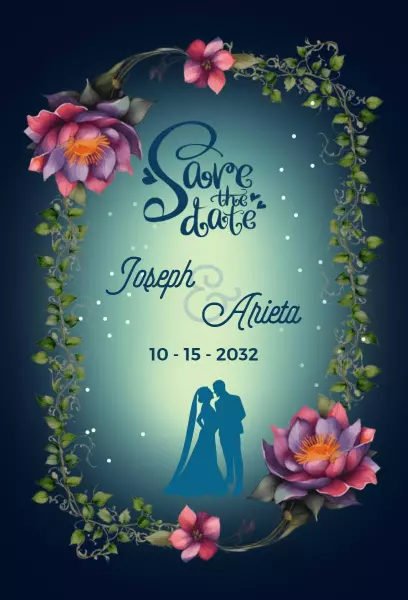 Romantic Floral Elegant Wedding Save The Date Invitation Template