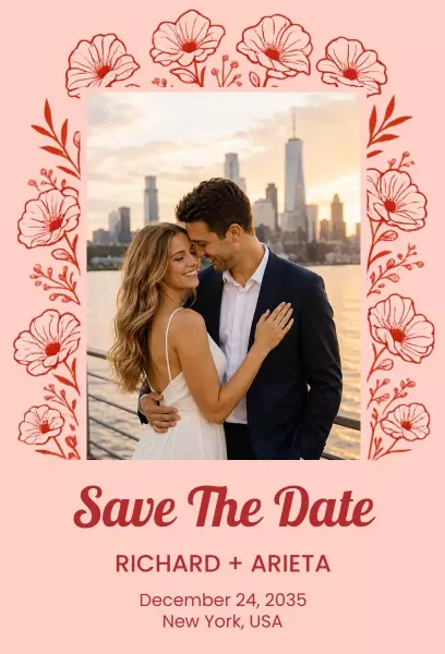 Romantic Floral Engagement Save The Date Invitation Template