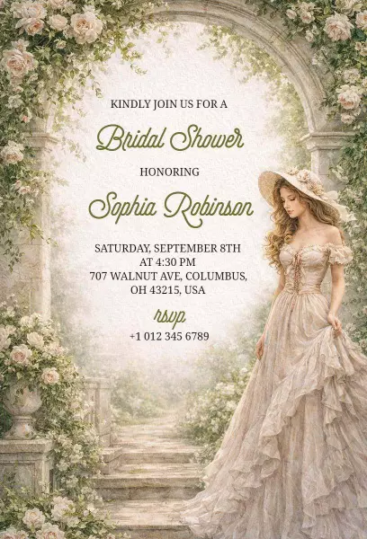Romantic Floral Garden Bridal Shower Invitation Template