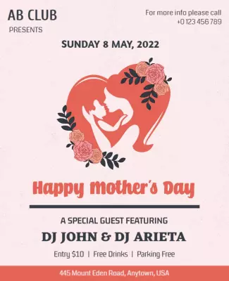 Romantic Floral Happy Mother's Day Celebration Poster Template