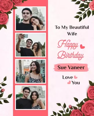 Romantic Floral Pink Birthday Celebration Poster Template