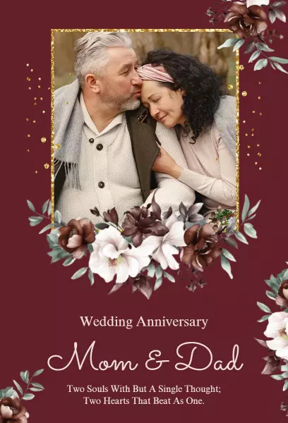 Romantic Floral Wedding Anniversary Celebration Invitation Template