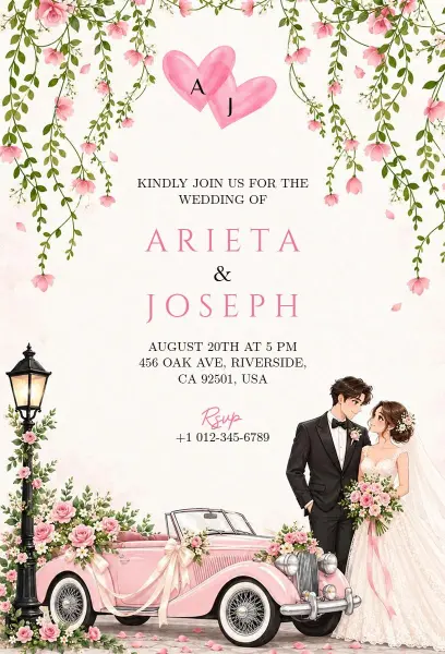 Romantic Floral Wedding Invitation Template