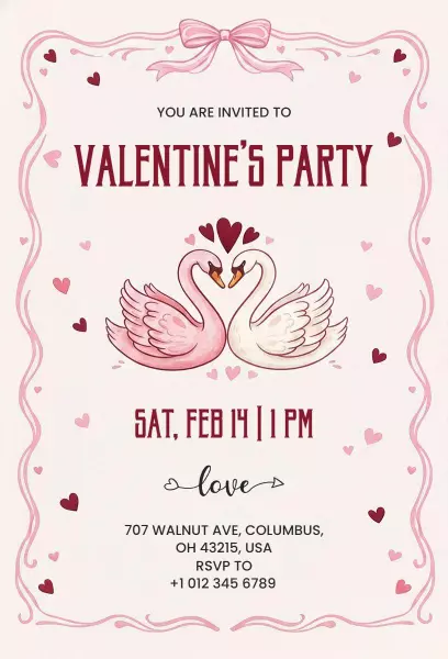 Romantic Heart-themed Valentine's Day Celebration Invitation Template