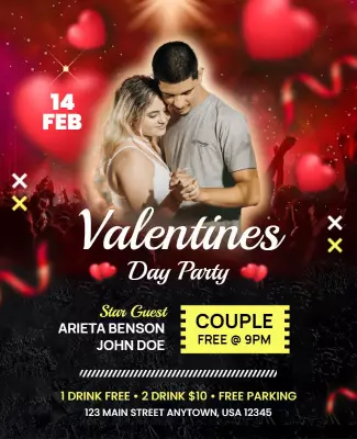 Romantic Heart-Themed Valentine's Day Party Poster Template