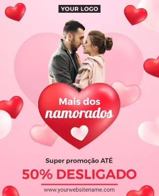 Romantic Heart-Themed Valentine's Day Promotion Poster Template
