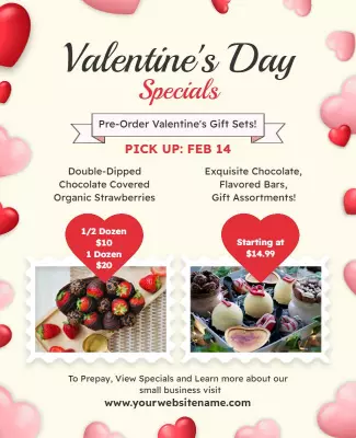 Romantic Heart-Themed Valentine's Day Specials Poster Template