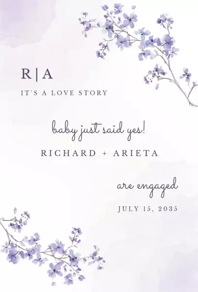 Romantic Lavender Floral Engagement Celebration Invitation Template