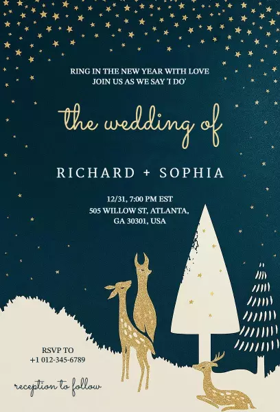 Romantic New Year Wedding Celebration Invitation Template