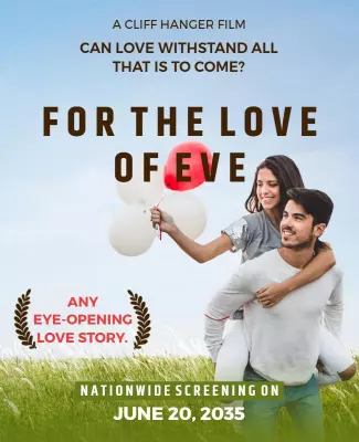 Romantic Outdoor Love Story with Balloons Poster Template
