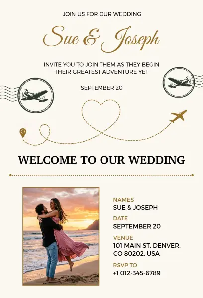 Romantic Passport Wedding Invitation Template