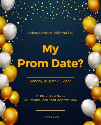 Romantic Prom Date Invitation Flyer Template