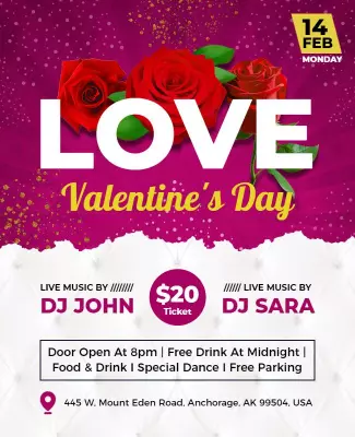 Romantic Red Floral Valentine's Day Celebration Poster Template