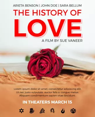 Romantic Red Love Film Movie Poster Template