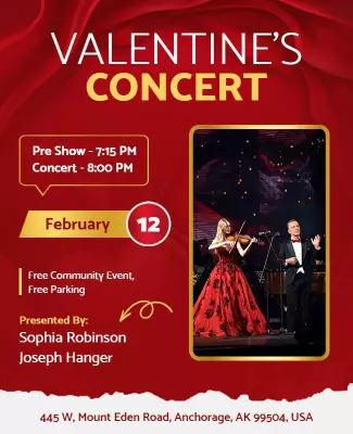 Romantic Red Valentine's Concert Celebration Poster Template