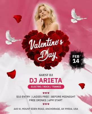 Romantic Red Valentine's Day Dance Party Poster Template