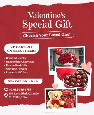 Romantic Red Valentine's Day Gift Offer Poster Template