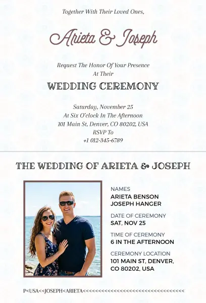 Romantic Wedding Ceremony Invitation Template