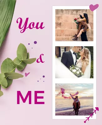Romantic Wedding Invitation Photo Collage Flyer Template