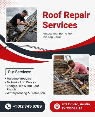 Roof Repair Services Advertisement Poster Template