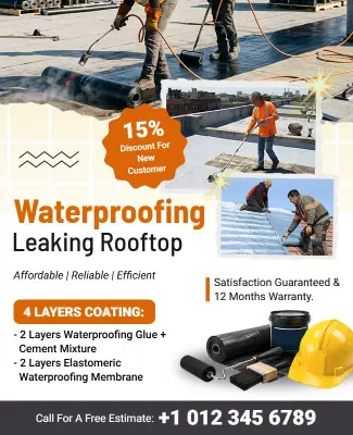 Roof Waterproofing Services Promotional Flyer Template