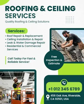 Roofing and Ceiling Services Promotional Flyer Template