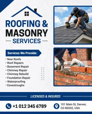 Roofing and Masonry Services Promotional Flyer Template
