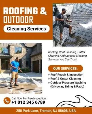 Roofing and Outdoor Cleaning Services Flyer Template