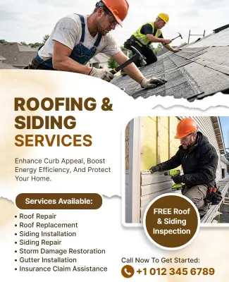 Roofing and Siding Services Promotional Flyer Template