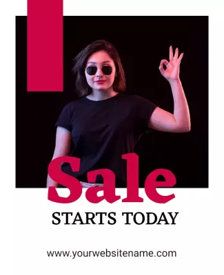 Rose Red Minimalist Sale Start Today Flyer Template