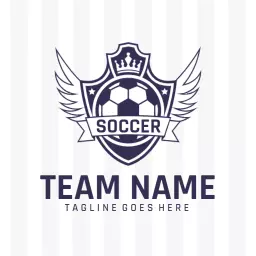 Royal Blue Emblem with Soccer Elements and Team Name Logo Template