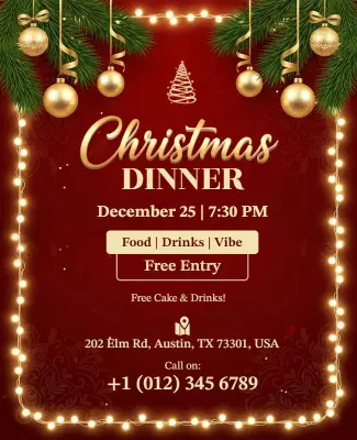 Royal Christmas Holiday Dinner Invitation Flyer Template