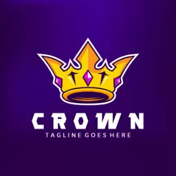 Royal Design with Vibrant Purple Crown Symbol Logo Template