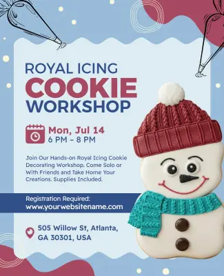 Royal Icing Cookie Decorating Workshop Flyer Template