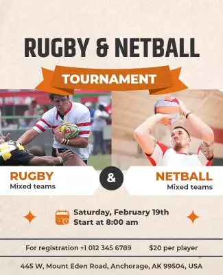 Rugby and Netball Tournament Flyer Template