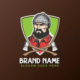 Rugged Lumberjack Character with Axes Exemplifying Mascot Logo Template