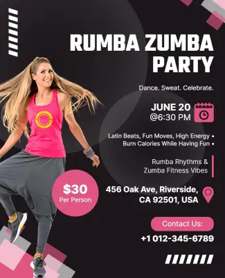 Rumba Zumba Fitness Party Flyer Template