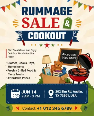 Rummage Sale and Cookout Event Flyer Template