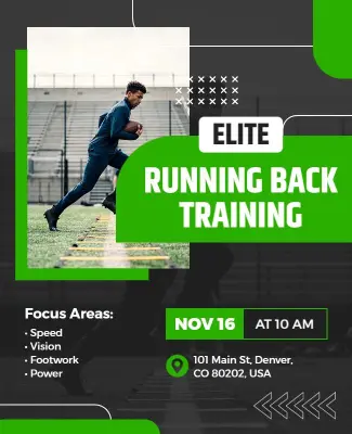 Running Back Football Training Flyer Template