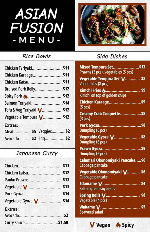 Rustic Asian Fusion Culinary Menu Template