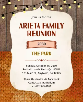 Rustic Autumn Family Reunion Celebration Poster Template