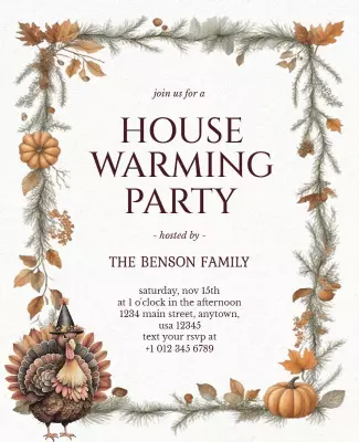 Rustic Autumn Housewarming Party Invitation Poster Template