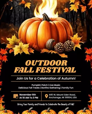 Rustic Autumn Outdoor Fall Festival Celebration Poster Template