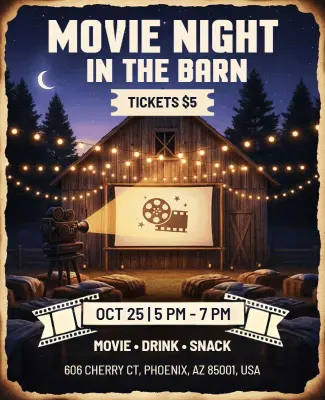 Rustic Barn Movie Night Flyer Template